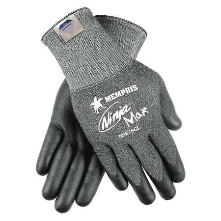 Mcr Safety Cut-Resistant Coated Gloves, Cut Level A3 , Dipped , Water-Based Polyurethane, Nitrile , Smooth , L 1 PR N9676GL
