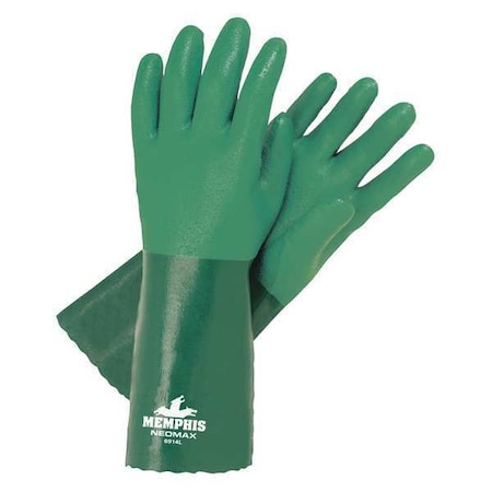 Mcr Safety NeoMax Chemical Resistant Gloves, Neoprene, 14 in L, Not Rated, Green, L, 1 PR 6914L
