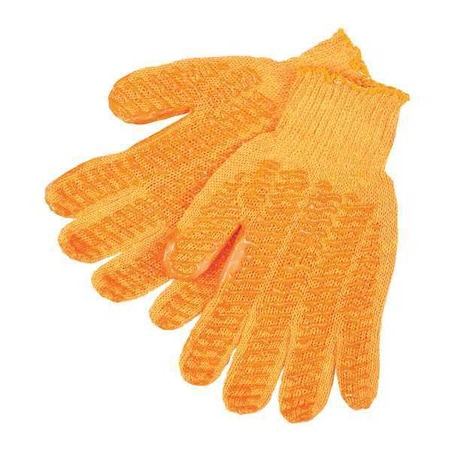 MCR SAFETY Knit Gloves, L, Orange, PVC Material, PK12 9675LM