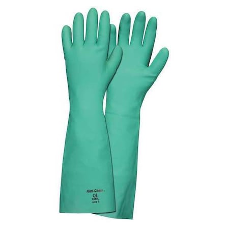Mcr Safety Nitri-Chem Chemical Resistant Gloves, Nitrile, 18 in L, 22 mil, Green, L, 1 PR 5350L