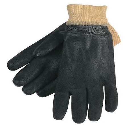 Mcr Safety Chemical Resistant Gloves, PVC, 10 in L, 59.0 mil, Black, L, 12 PK 6520SJ