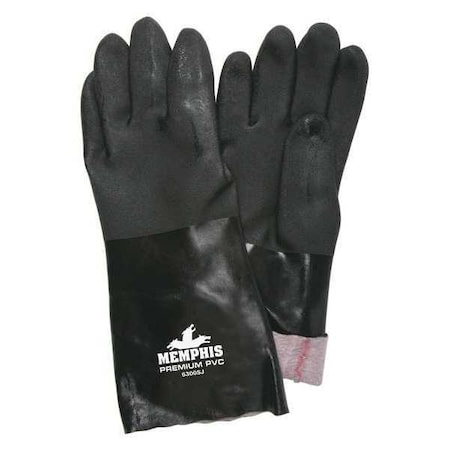 Mcr Safety Chemical Resistant Gloves, PVC, 14 in L, 59.00 mil, Black, L, 12 PK 6300SJ