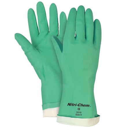 Mcr Safety Nitri-Chem Chemical Resistant Gloves, Nitrile, 13 in L, 15 mil, Green, XL, 1 PR 5320