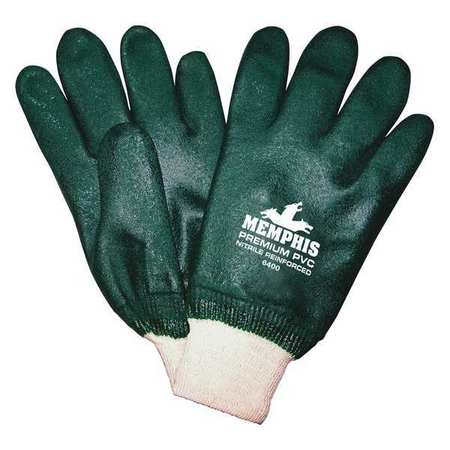 MCR SAFETY 10-1/2" Chemical Resistant Gloves, PVC, L, 12PK 6400