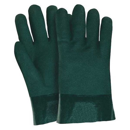 Mcr Safety 6421 Chemical Resistant Gloves, PVC, 10 in L, Not Rated, Green, L, 1 PR 6421