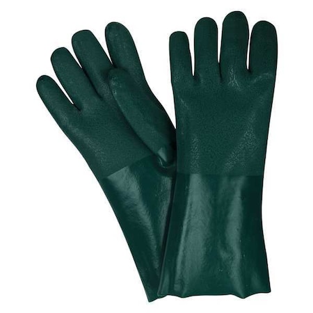 Mcr Safety Memphis Chemical Resistant Gloves, PVC, 14 in L, Not Rated, Green, L, 12 PK 6424