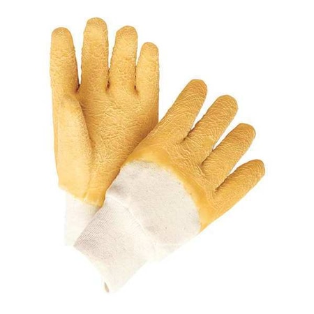 Mcr Safety Chemical Resistant Gloves, Natural Rubber Latex, 10.5 in L, 18.0 mil, Yellow/White, L, 12 PK 6830