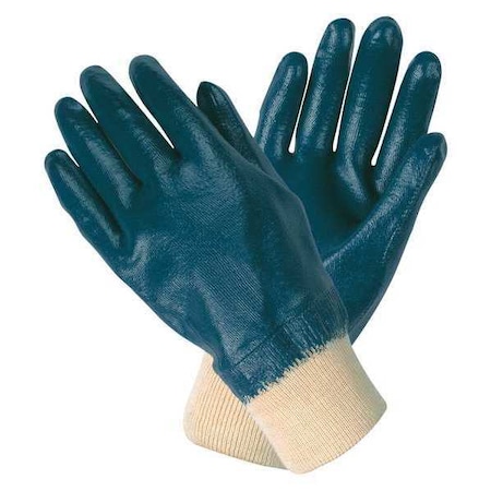 MCR SAFETY Nitrile Coated Gloves, Full Coverage, Blue/White, L, 12PK 97981L