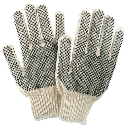 MCR SAFETY Knit Gloves, M, Natural/Blk, PVC, PR 9668M