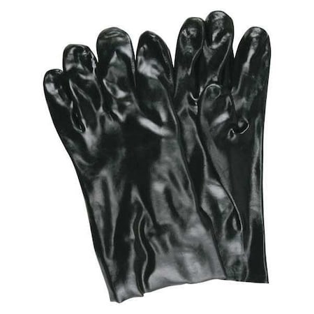 Mcr Safety 6200 Chemical Resistant Gloves, PVC, 10 in L, Not Rated, Black, L, 1 PR 6200