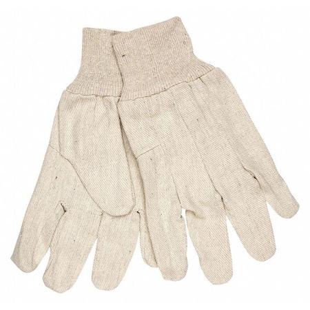 Mcr Safety Knit Gloves, Canvas, None Uncoated, Off-White, L, 12 PK 8100A
