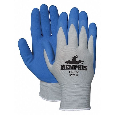 MCR SAFETY Foam Latex Coated Gloves, Palm Coverage, Blue/Gray, L, PR 96731L