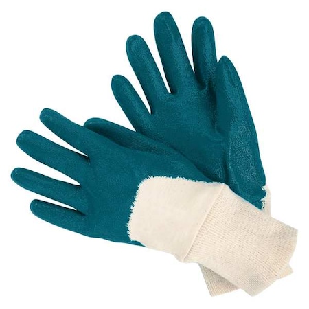 MCR SAFETY Nitrile Coated Gloves, 3/4 Dip Coverage, Blue/White, L, PR 97980L
