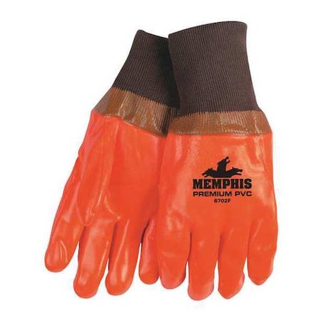 Mcr Safety Chemical Resistant Gloves, PVC, 11.5 in L, 105.0 mil, Orange/Brown, L, 1 PR 6702F