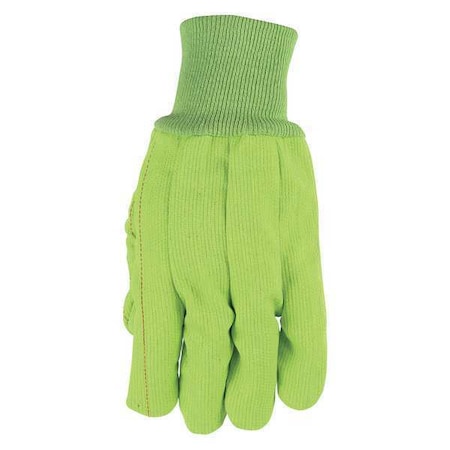 Mcr Safety Knit Gloves, Canvas, None Uncoated, High Vis Green, L, 12 PK 9018CDG