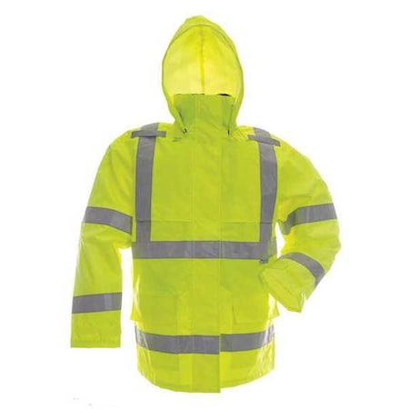Viking Hi-Viz Rain Jacket, 150 Denier Trilobal Ripstop Polyester, Class 3 Type R, Green, 6XL D6323JG-XXXXXXL