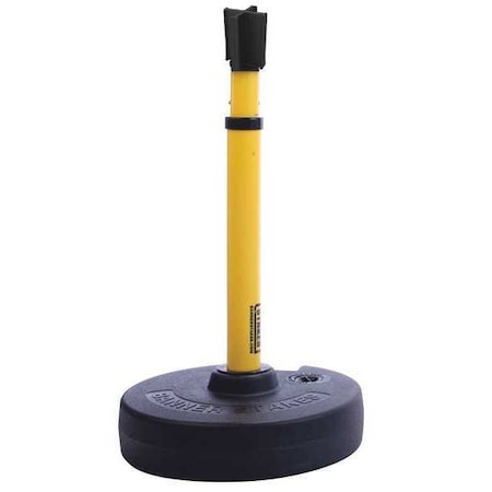 Banner Stakes PLUS Barrier System Receiver Post, Yellow, 15 ft. Length, 22 in to 42 in Adjustable Post Height PL4117