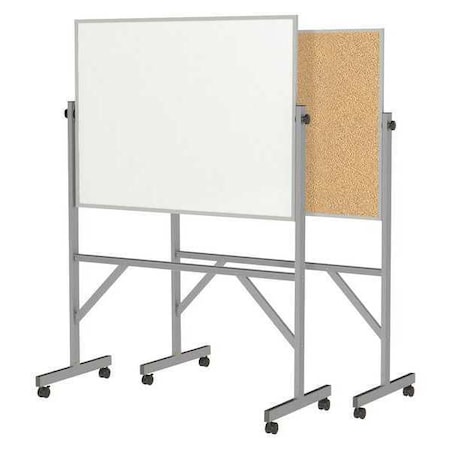 GHENT 78-1/4"x53-1/4" Plastic Reversible Whiteboard, Mobile/Casters ARMK34