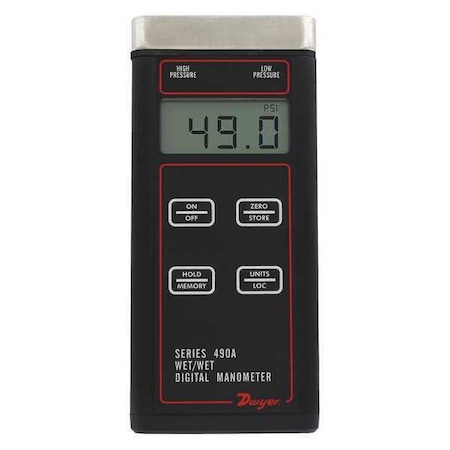 Dwyer Instruments Wet/Wet handheld digital manometer, 0 to 200 psi (0 to 1379 kPa) 490A-6