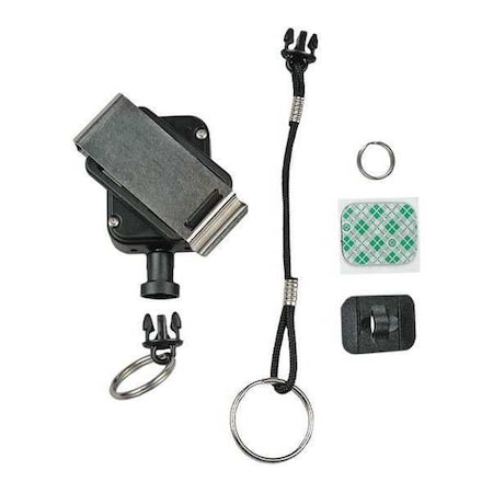 GEAR KEEPER Radio Retractor, 32inL, Black, SS, Belt Clip RT2-5352