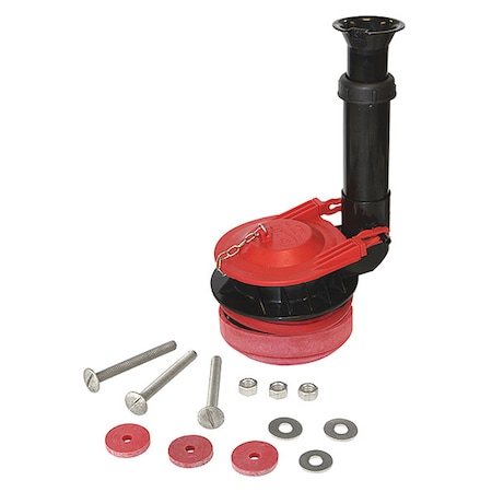 Korky Flush Vlv Kt, Plastic, Rubber, SS, Black/Red 5030BP