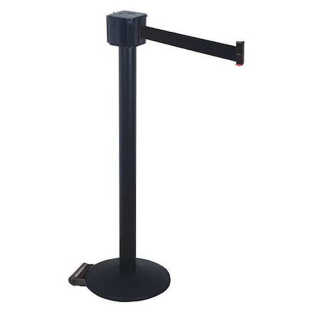Visiontron Barrier Post with Belt, Black, 30 ft Length, 40 in Post Height, Black PM412-30BA-BK