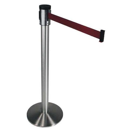 Visiontron Barrier Post with Belt, Satin Chrome, 15 ft Length, 40 in Post Height, No Legend, Satin 320SASS-MN