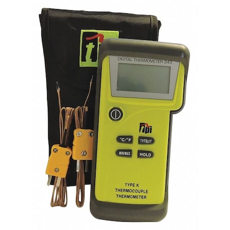 Test Products International Thermometer, LCD, 1.875 in, Thermocouple 343C1