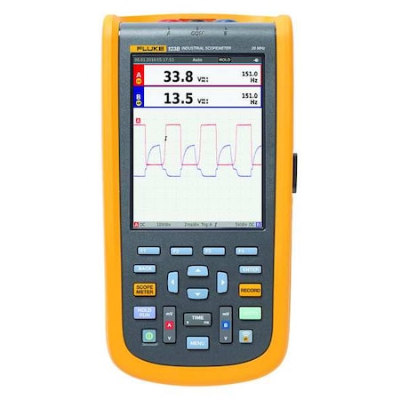 Fluke Compact Handheld Oscilloscope, 20 MHz MHz, 2 Channels, 5.7 in Color TFT FLUKE-123B/WWG
