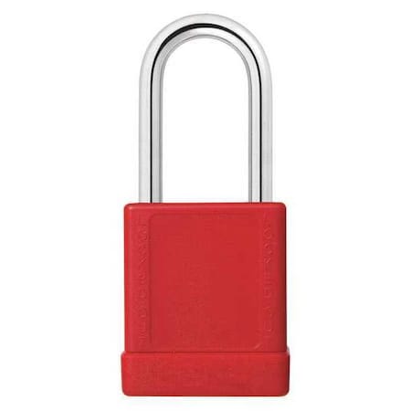 Zoro Select Lockout Padlock, Keyed Alike, Aluminum, Red, 1 1/2 in Shackle Height, 1 9/16 in Body Width, 6 PK 48JT11