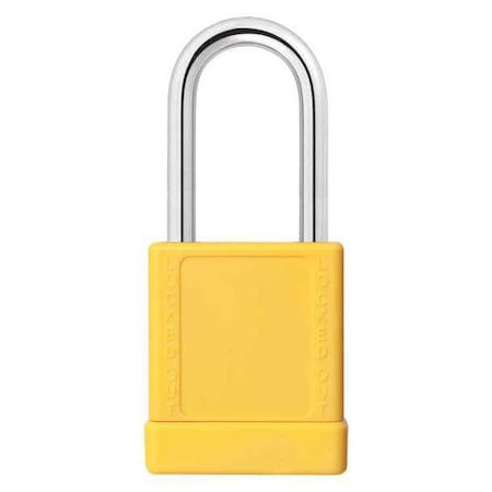 Zoro Select Lockout Padlock, Keyed Alike, Aluminum, Yellow, 1 1/2 in Shackle Height, 1 9/16 in Body Width, 3 PK 48JT04
