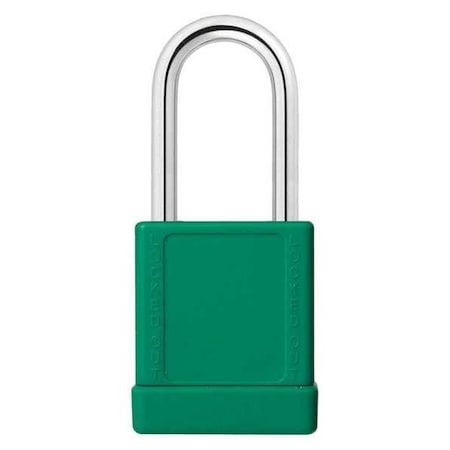 Zoro Select Lockout Padlock, Keyed Different, Aluminum, Green, 1 1/2 in Shackle Height, 1 5/16 in Body Width 48JR95