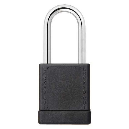 Zoro Select Lockout Padlock, Keyed Alike, Aluminum, Black, 1 1/2 in Shackle Height, 1 9/16 in Body Width, 3 PK 48JT07
