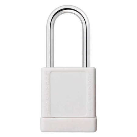 Zoro Select Lockout Padlock, Keyed Different, Aluminum, White, 1 1/2 in Shackle Height, 1 5/16 in Body Width 48JT01