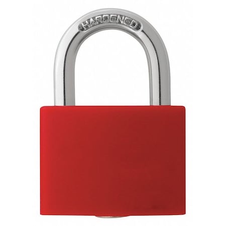 Zoro Select Lockout Padlock, Keyed Alike, Aluminum, Red, 1 in Shackle Height, 1 5/16 in Body Width 48JR18