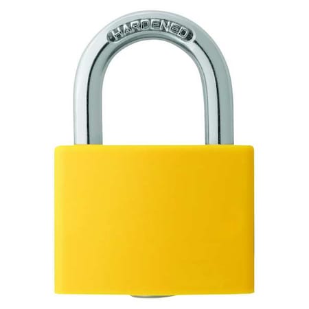 Zoro Select Lockout Padlock, Keyed Alike, Aluminum, Yellow, 1 in Shackle Height, 1 5/16 in Body Width 48JR20