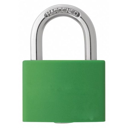 Zoro Select Lockout Padlock, Keyed Different, Aluminum, Green, 1 in Shackle Height, 1 5/16 in Body Width 48JR23