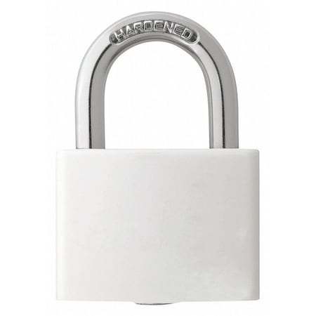 Zoro Select Lockout Padlock, Keyed Different, Aluminum, White, 1 in Shackle Height, 1 5/16 in Body Width 48JR27