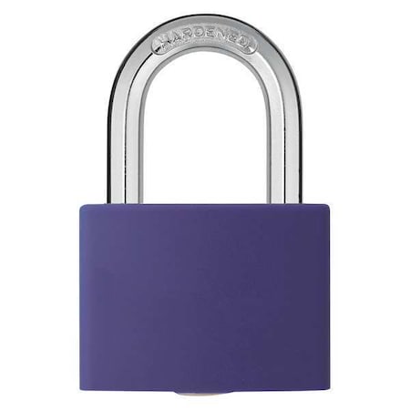 Zoro Select Lockout Padlock, Keyed Alike, Aluminum, Purple, 1 7/16 in Shackle Height, 1 5/16 in Body Width 48JR57