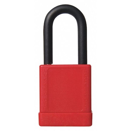 Zoro Select Lockout Padlock, Keyed Alike, Aluminum, Red, 1 1/2 in Shackle Height, 1 9/16 in Body Width, 3 PK 48JT50