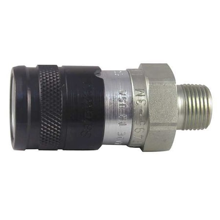 Safeway Hydraulics Hydraulic Quick Connect Hose Coupling, Steel Body, Push-to-Connect Lock, 3/8"-18 Thread Size FF495-3M