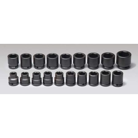 Wright Tool 3/4" Drive Socket Set, Metric, 19 pcs 655