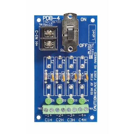 Securitron Power Distribution Board, PTC, 4 Output PDB-4C1