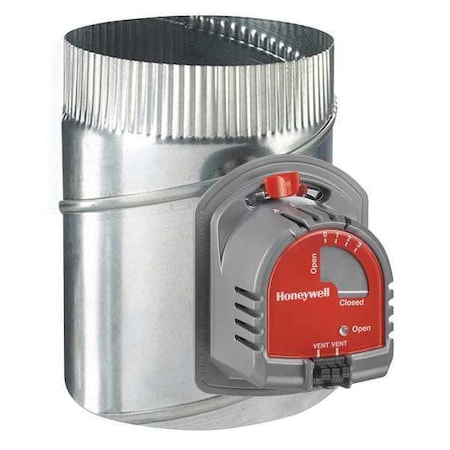 Honeywell Home Round Damper, Gr/Rd/Steel, 6 in. Dia. EARD6TZ