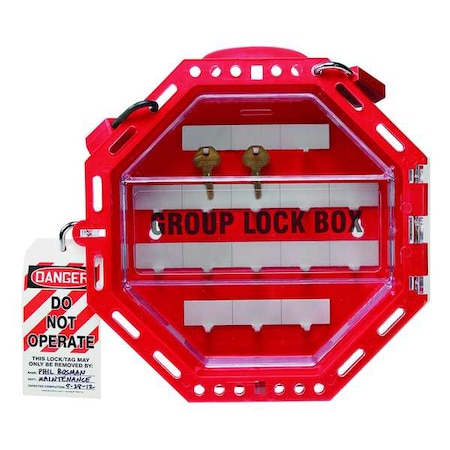 Condor Group Lockout Box, 42 Padlocks, Red, 13in.H 48KV16