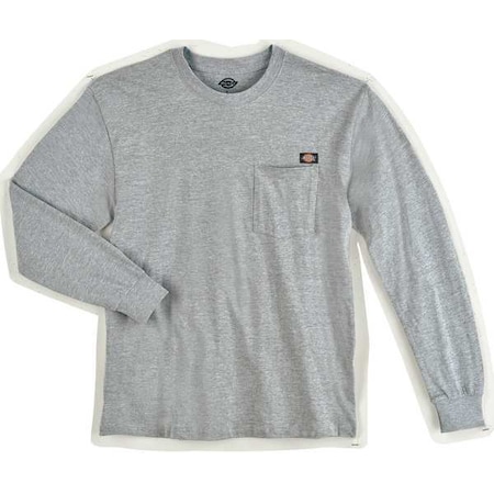 Dickies Men's Long Sleeve T-Shirt, Cotton, Pullover, Gray, L WL50HG RG L
