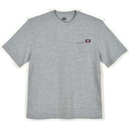 DICKIES Short Sleeve T-Shirt, Cotton, Hthr Gry, L WS50HG RG L
