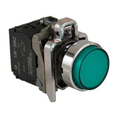 Schneider Electric Illuminated Push Button, 22 mm, 1NO/1NC, Green XB4BW13G5