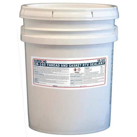 Surebond Acetoxy Cure RTV Silicone Sealant, 5 gal, Clear, Temp Range -62 to 350 Degrees F SB-160 P CL