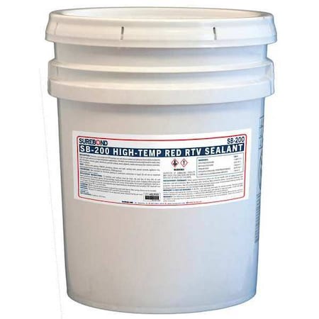 Surebond Acetoxy Cure RTV Silicone Sealant, 5 gal, Red, Temp Range -62 to 500 Degrees F SB-200 P RE